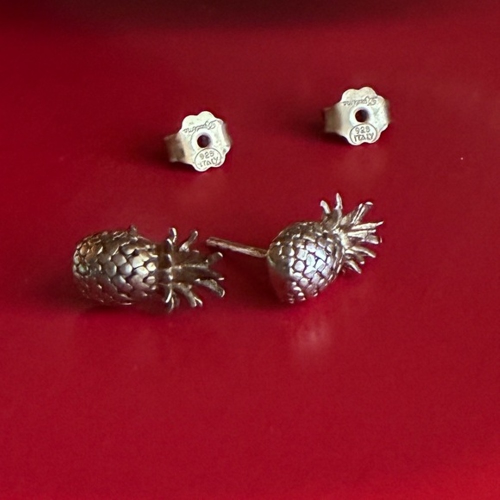 925 Silver Earrings,Elegant Silver Pineapple Earrings